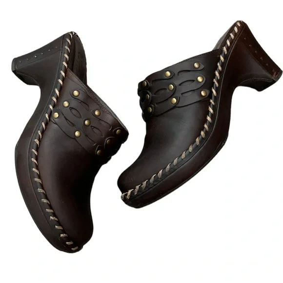 FRYE Mules Brown Leather Slip on Shoes Size 7 - Picture 1 of 11